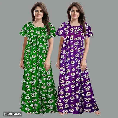 Elegant Cotton Printed Nighty For Women- Pack Of 2