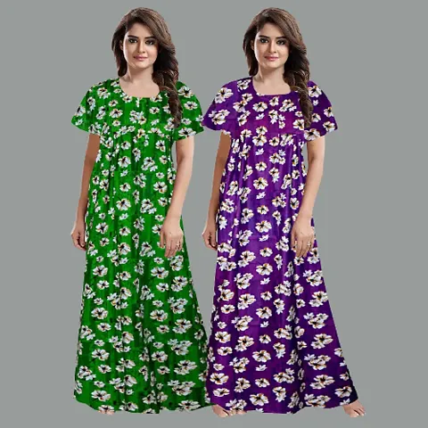 Stylish Cotton Nighty/Nightdress For Women Pack Of 2