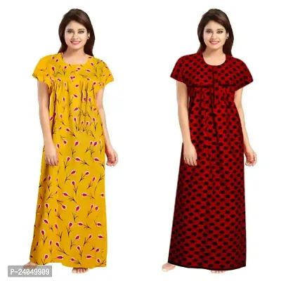 PMK FASHION 100% Cotton Kaftan for Women || Long Length Printed Nighty/Kaftan/Maxi/Night Gown/Night Dress/Nightwear Inner  Sleepwear for Women's (Combo Pack of 2)