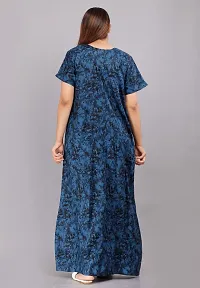 Comfortable Blue Cotton Nightdress For Women-thumb3