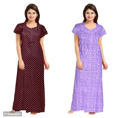 PMK FASHION 100% Cotton Kaftan for Women || Long Length Printed Nighty/Kaftan/Night Gown/Night Dress/Nightwear Inner  Sleepwear for Women's (Combo Pack of 2)