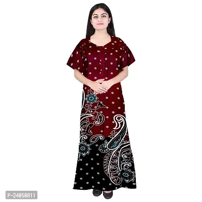 PMK FASHION 100% Cotton Kaftan for Women || Long Length Printed Nighty/Kaftan/Maxi,Night Gown./Night Dress/Nightwear Inner  Sleepwear for Women's (Combo Pack of 2) Orange-thumb4