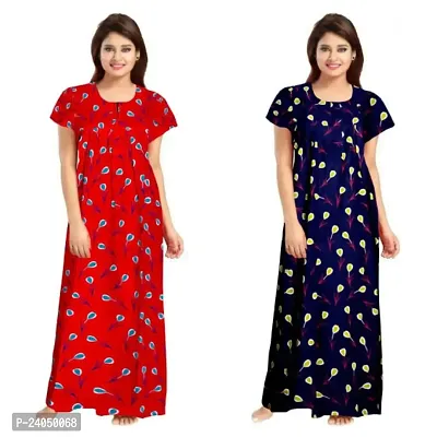 PMK FASHION 100% Cotton Kaftan for Women || Long Length Printed Nighty/Kaftan/Maxi/Night Gown/Night Dress/Nightwear Inner  Sleepwear for Women's (Combo Pack of 2)-thumb0