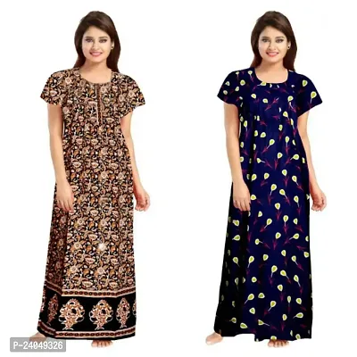 PMK FASHION 100% Cotton Kaftan || Long Length Printed Nighty/Kaftan/Maxi/Night Gown/Night Dress/Nightwear Inner  Sleepwear for Women's (Combo Pack of 2)