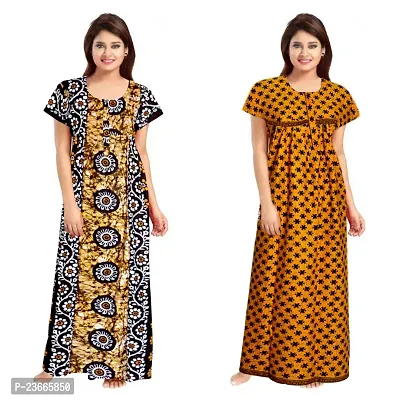 Comfortable Multicoloured Cotton Nightdress For Women Pack Of 2