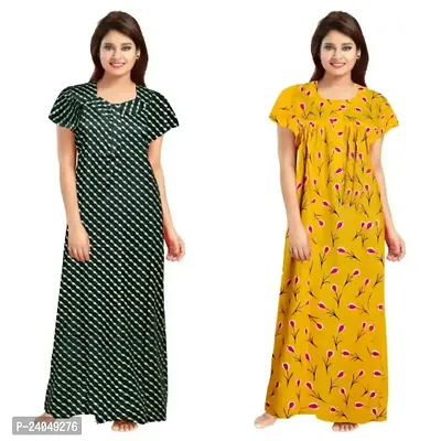 PMK FASHION 100% Cotton Nighty for Women || Long Length Printed Nighty/Maxi/Night Gown/Night Dress/Nightwear Inner  Sleepwear for Women's (Combo Pack of 2)