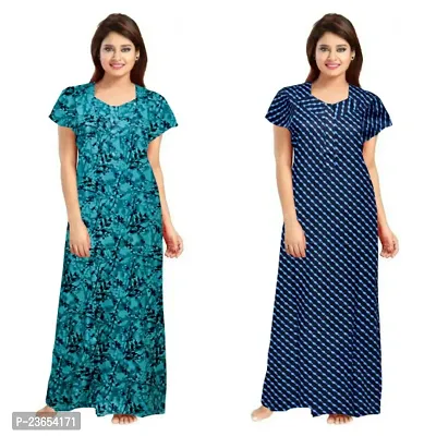 Elegant Cotton Printed Nighty For Women- Pack Of 2-thumb0