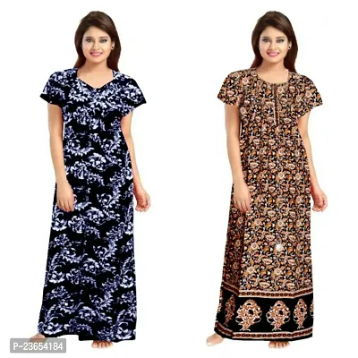 Elegant Cotton Printed Nighty For Women- Pack Of 2