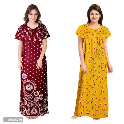 PMK FASHION 100% Cotton Kaftan for Women || Long Length Printed Nighty/Kaftan/Maxi/Night Gown/Night Dress/Nightwear Inner  Sleepwear for Women's (Combo Pack of 2)