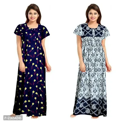 Elegant Cotton Printed Nighty For Women- Pack Of 2