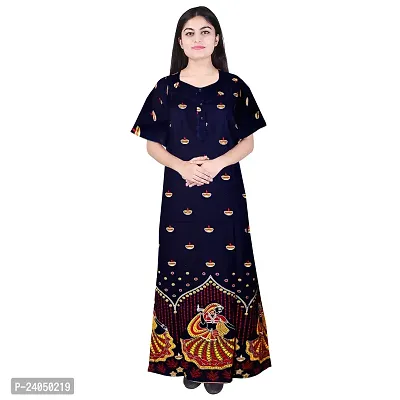 PMK FASHION 100% Cotton Nighty for Women || Long Length Printed Nighty/Maxi||Night Gown/Night Dress/Nightwear Inner  Sleepwear for Women's (Combo Pack of 2)-thumb4