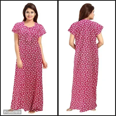 Stylish Pink Cotton Blend Printed Nighty For Women-thumb0