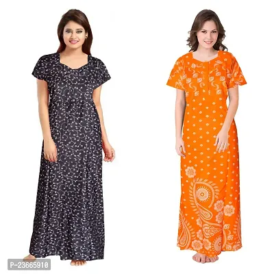 Comfortable Multicoloured Cotton Nightdress For Women Pack Of 2