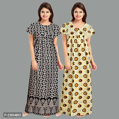 Elegant Cotton Printed Nighty For Women- Pack Of 2