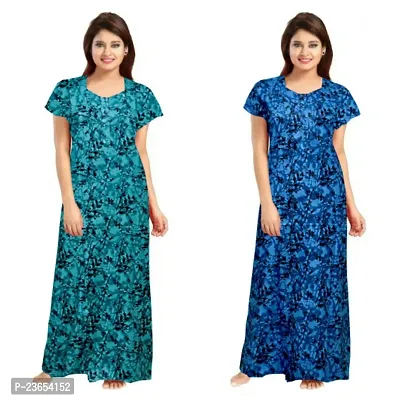 Elegant Cotton Printed Nighty For Women- Pack Of 2-thumb0