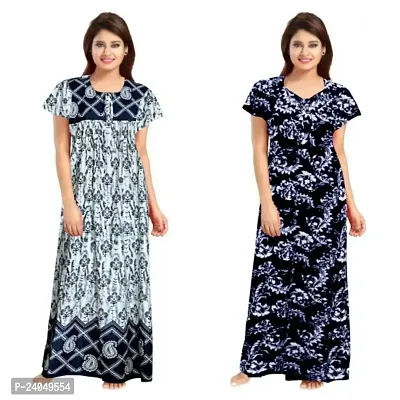 PMK FASHION 100% Cotton Kaftan for Women || Long Length Printed Nighty/Kaftan/Maxi/Night Gown/Night Dress/Nightwear Inner  Sleepwear for Women's (Combo Pack of 2)