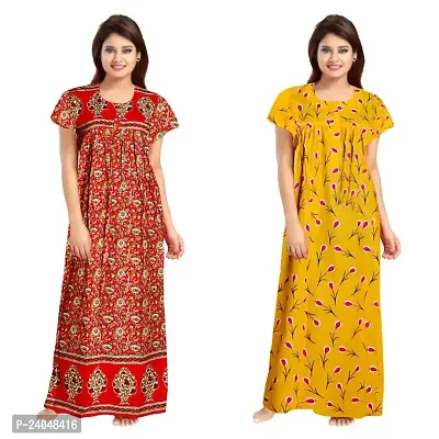 PMK FASHION 100% Cotton Kaftan for Women || Long Length Printed Nighty/Kaftan/Maxi/Night Gown/Night Dress/Nightwear Inner  Sleepwear for Women Combo Pack of 2-thumb0