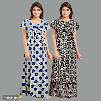 Elegant Cotton Printed Nighty For Women- Pack Of 2-thumb0