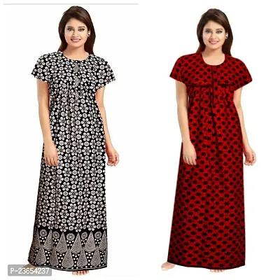 Elegant Cotton Printed Nighty For Women- Pack Of 2