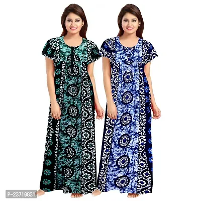 Stylish Multicoloured Cotton Printed Nighty For Women Pack Of 2-thumb0