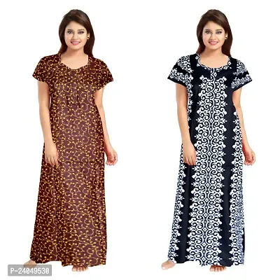 PMK FASHION 100% Cotton Kaftan for Women || Long Length Printed Nighty/Kaftan/Maxi/Night Gown/Night Dress/Nightwear Inner Sleepwear for Women's (Combo Pack of 2)-thumb0