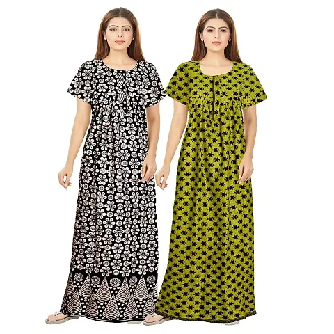 Stylish Embellished rich long nightwear Combo Pack of 2