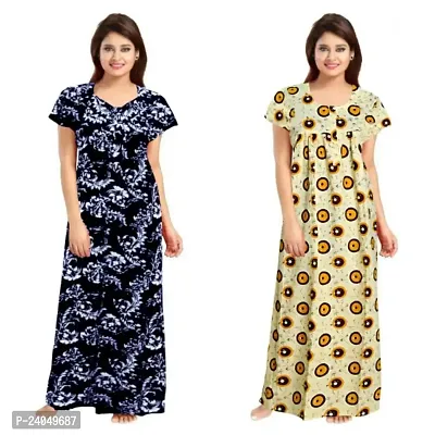 PMK FASHION 100% Cotton Kaftan for Women || Long Length Printed Nighty/Kaftan/Maxi/Night Gown/Night Dress/Nightwear Inner  Sleepwear for Women's (Combo Pack of 2)-thumb0