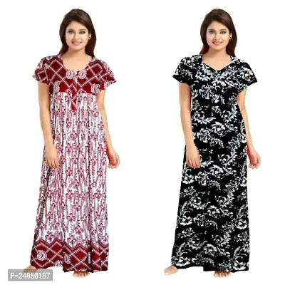 PMK FASHION 100% Cotton Kaftan for Women || Long Length Printed Nighty/Kaftan/Maxi/Night Gown/Night Dress/Nightwear Inner  Sleepwear for Women's (Combo Pack of 2)