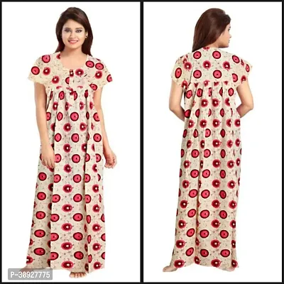 Stylish Pink Cotton Blend Printed Nighty For Women-thumb0