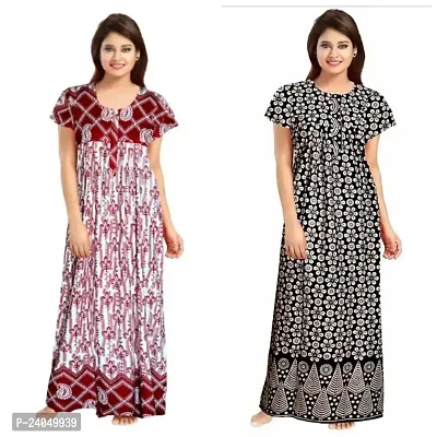 PMK FASHION 100% Cotton Kaftan for Women || Long Length Printed Nighty/Kaftan/Maxi/Night Gown/Nightwear Inner  Sleepwear for Women's (Combo Pack of 2)