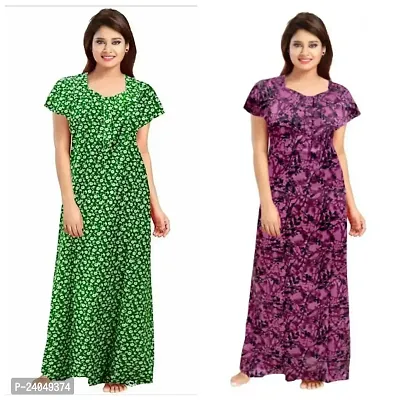 PMK FASHION 100% Cotton Kaftan for Women || Long Length Printed Nighty/Kaftan/Maxi/Night Gown/Nightwear Inner  Sleepwear for Women's (Combo Pack of 2)-thumb0