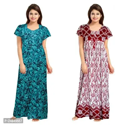 PMK FASHION 100% Cotton Kaftan for Women || Long Length Printed Nighty/Kaftan/Maxi/Night Gown/Night Dress/Nightwear Inner  Sleepwear for Women's (Combo Pack of 2)