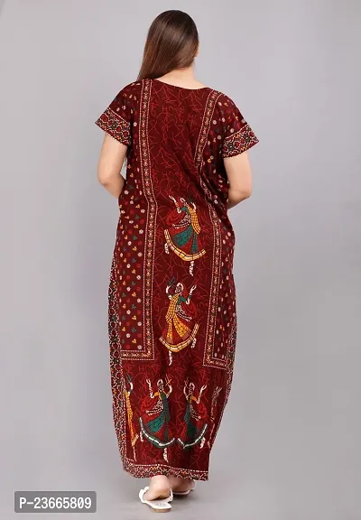 Comfortable Maroon Cotton Nightdress For Women-thumb4