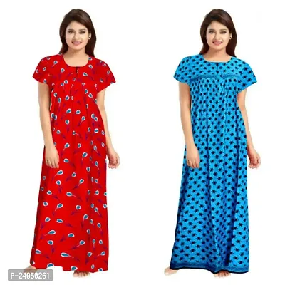 PMK FASHION 100% Cotton Kaftan for Women || Printed Nighty/Kaftan/Maxi/Night Gown/Night Dress/Nightwear Inner  Sleepwear for Women's, (Combo Pack of 2)-thumb0