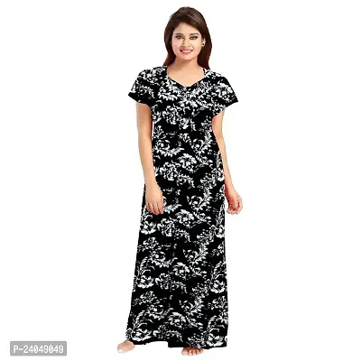 PMK FASHION 100% Cotton Kaftan for Women || Long Length Printed Nighty.,/Kaftan/Maxi/Night Gown/Dress/Nightwear Inner  Sleepwear,for Women's (Combo Pack of 2) Black-thumb2