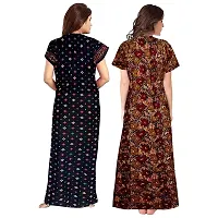 PMK FASHION 100% Cotton Nighty for Women || Long Length Printed Nighty/Maxi/Night Gown/Night Dress/Nightwear Inner  Sleepwear for Women's (Combo Pack of 2)-thumb1