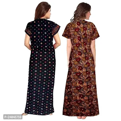 PMK FASHION 100% Cotton Nighty for Women || Long Length Printed Nighty/Maxi/Night Gown/Night Dress/Nightwear Inner  Sleepwear for Women's (Combo Pack of 2)-thumb2