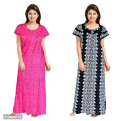 PMK FASHION 100% Cotton Kaftan for Women || Long Length Printed Nighty/Kaftan/Maxi/Night Gown/Night Dress/Nightwear Inner  Sleepwear for Women's (Combo Pack of 2)-thumb0