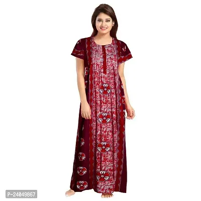 PMK FASHION 100% Cotton Nighty for Women || Long Length Printed Nighty/Maxi/Night Gown/Night Dress/Nightwear Inner  Sleepwear for Women's (Combo Pack of 2)-thumb2