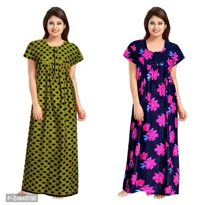 PMK FASHION 100% Cotton Kaftan for Women Long Length Printed Nighty/Kaftan/Maxi/Night Gown/Night Dress/Nightwear.  Sleepwear for Women s (Combo Pack of 2)