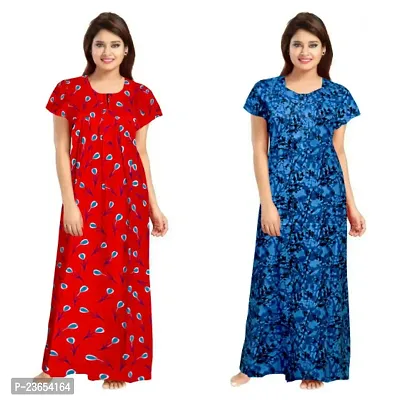 Elegant Cotton Printed Nighty For Women- Pack Of 2