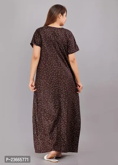 Comfortable Brown Cotton Nightdress For Women-thumb4