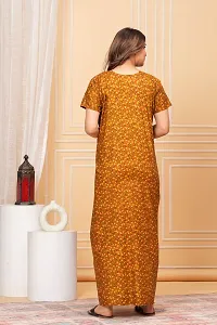 Elegant Golden Cotton Printed Nighty For Women-thumb1