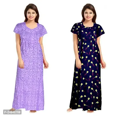 PMK FASHION 100% Cotton Kaftan for Women || Long Length Printed Nighty/Kaftan/Maxi/Night Gown/Nightwear Inner  Sleepwear for Women's (Combo Pack of 2)