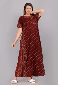 Comfortable Maroon Cotton Nightdress For Women-thumb1