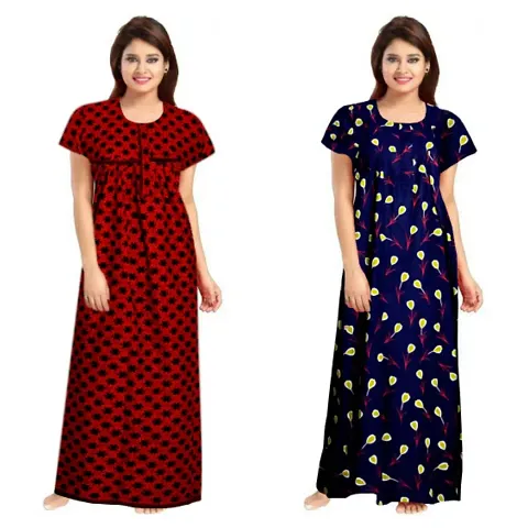 Stylish Embellished rich long nightwear Combo Pack of 2