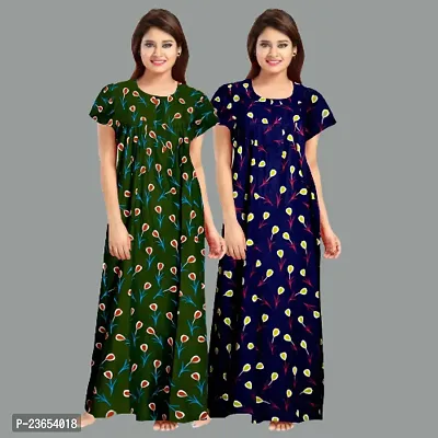 Elegant Cotton Printed Nighty For Women- Pack Of 2-thumb0