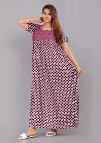 Comfortable Pink Cotton Nightdress For Women-thumb2