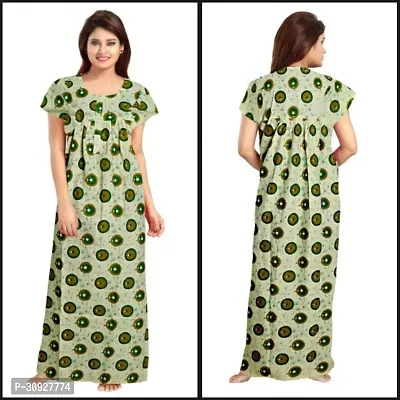 Stylish Green Cotton Blend Printed Nighty For Women-thumb0