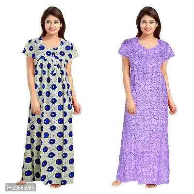 Comfortable Multicoloured Cotton Nightdress For Women Pack Of 2